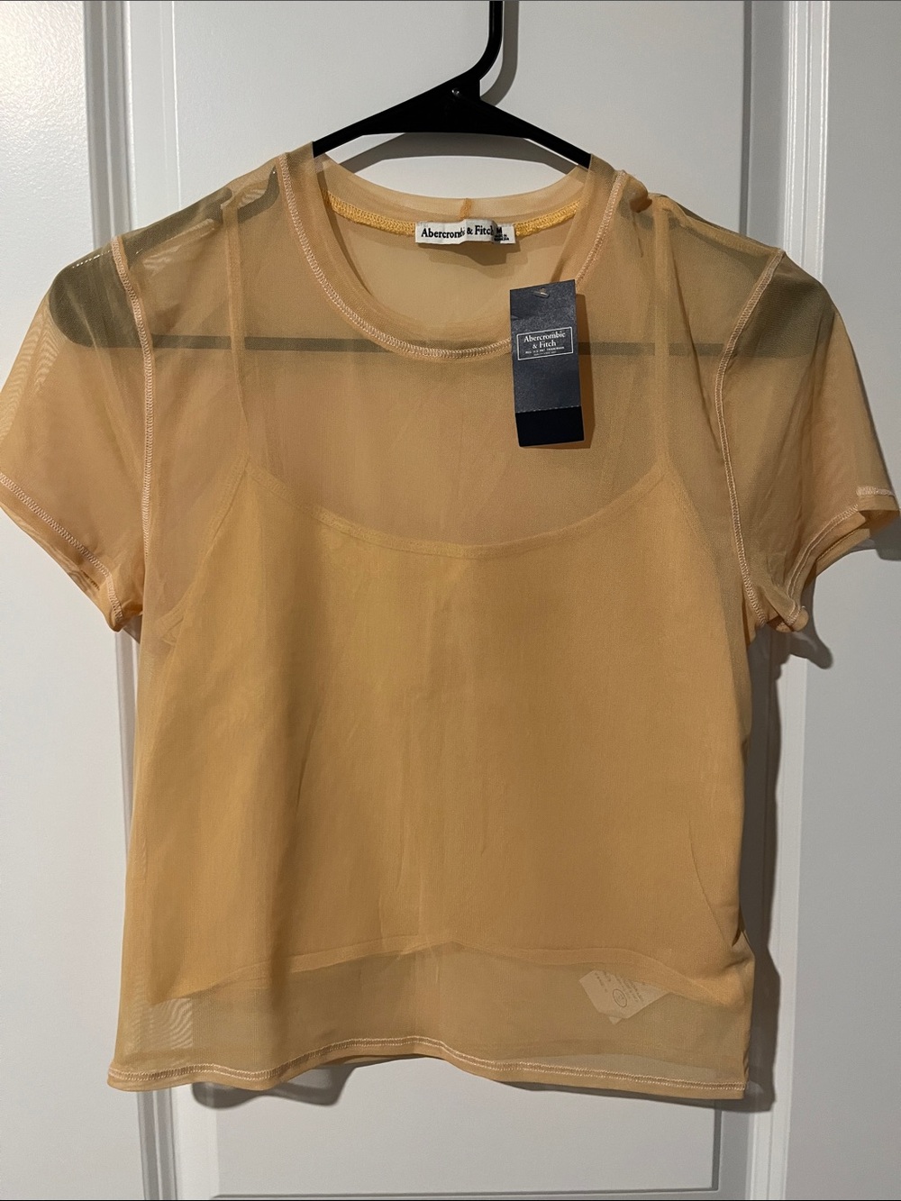 Abercrombie & Fitch Yellow Sheer Short Sleeve Tee